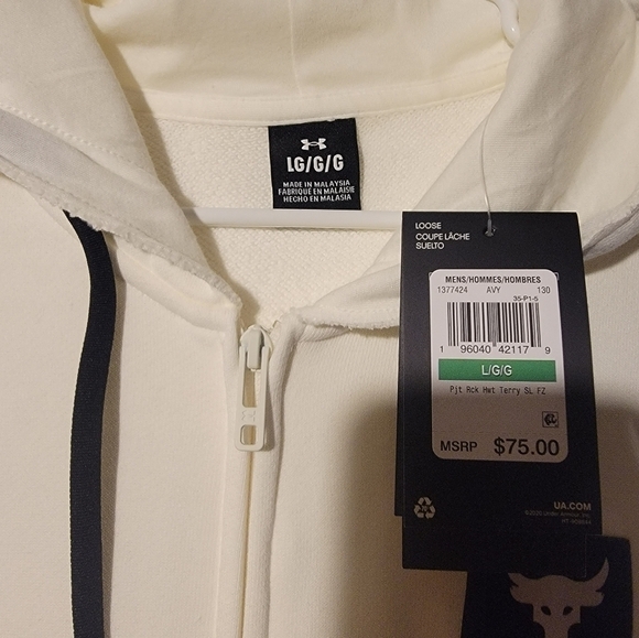 Men's Project Rock Heavyweight Terry Sleeveless Full-Zip Size Large - Picture 3 of 5